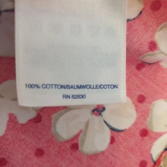 Lands' End Women's Sz.2 button down shirt no iron Supima cotton Floral Hot Pink - Picture 4 of 4